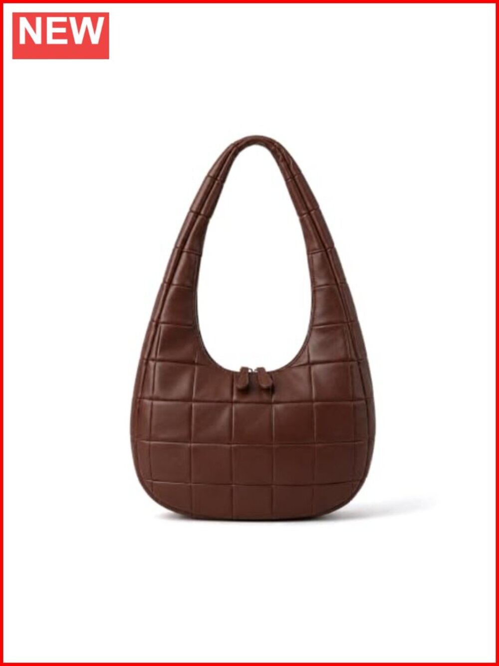 Soft PU Leather Crescent Hobo Shoulder Bag Dual Zipper Patchwork Women